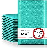 Fuxury Small Bubble Mailers 4x8" 100 Pack, Teal Bubble Mailer, Self Seal Padded Envelopes Gifts Mailing Envelopes Bubble Padded, Bubble Envelopes for Shipping, Small Business Usable Size 4x7"