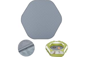Pawaboo Pee Pad for Dogs and Cats, Hexagon Small Animals Cage Tent Pee Pad, Pet Absorbent Mat Reusable Dog Playpen Liner, Pet Fence Mat with Non-Slip Rubber Pads for Indoor/Outdoor, 44.5in, Gray