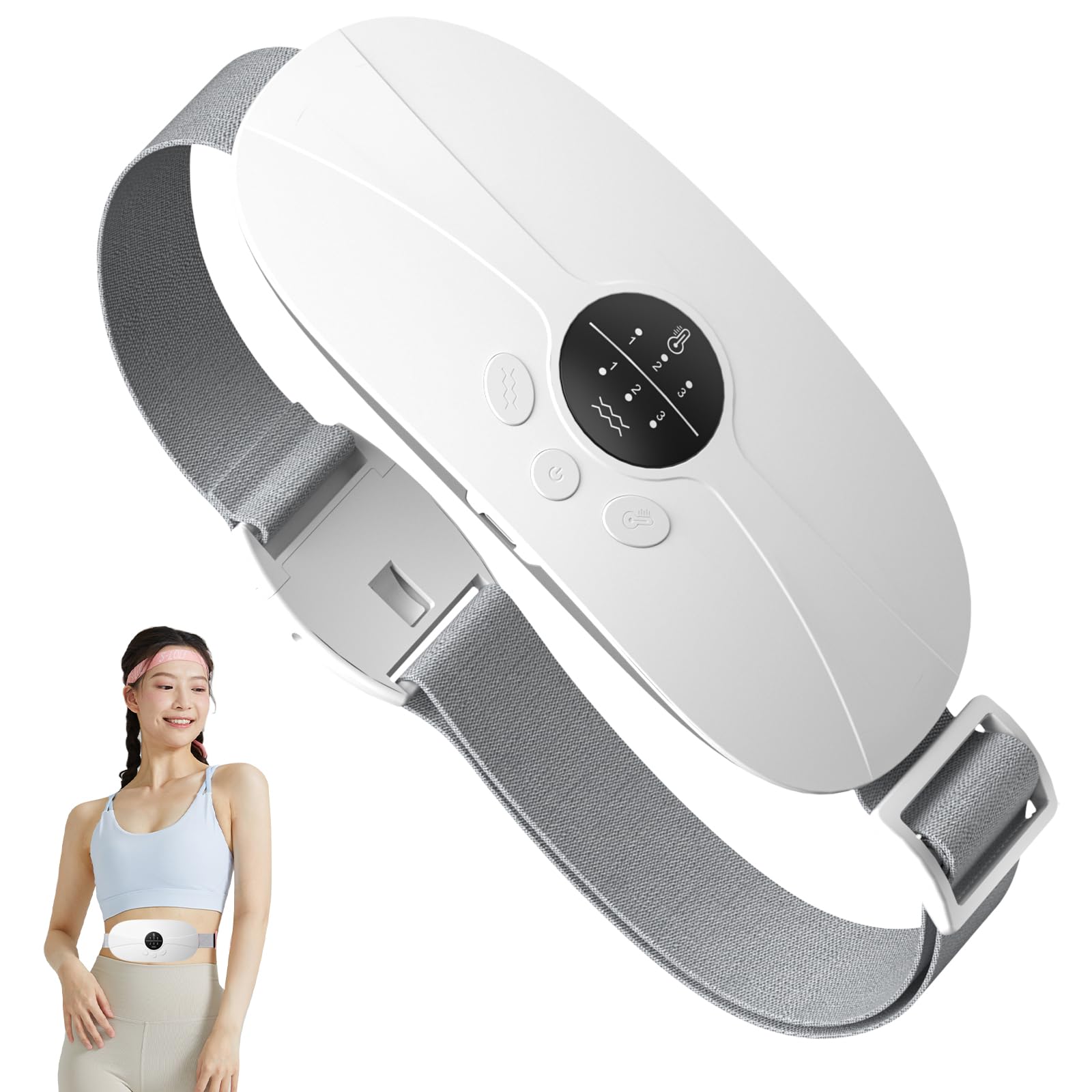 Portable Menstrual Heating Pad, KBCASE Period Cramp Heat Pad with 3 Setting Levels, Fast Heating Pad for Period Pain Relief, Electric Menstrual Belt for Stomach Back Pain Relief Women and Girl