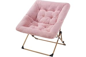 OAKHAM Comfy Saucer Chair for Adults, Soft Faux Fur Folding Lounge for Bedroom Living Room Dorm Rooms Flexible Reading Chair for Teens Kids, X-Large Foldable (Faux Fur-Pink)