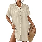 Bsubseach Women Swimsuit Coverup Button Down Bathing Suit Cover Up for Swimwear Summer Beach Shirt Dresses Resort Wear