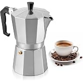 Mixpresso 9 Cup Moka Pot Stovetop Espresso Maker, Italian Cuban Coffee Pot | 14oz aluminum Italian coffee maker for gas and electric stovetops, small design for traditional espresso-style coffee at home