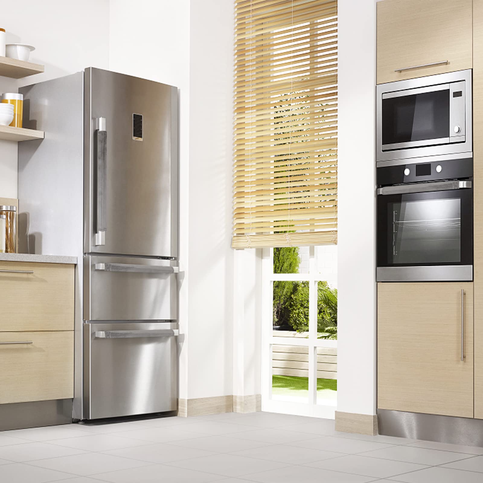 3PCS Refrigerator Door Handle Covers Kitchen Decor Keep Appliance Clean Anti-Static Stains for Fridge Dishwashers Velvet (Grey)