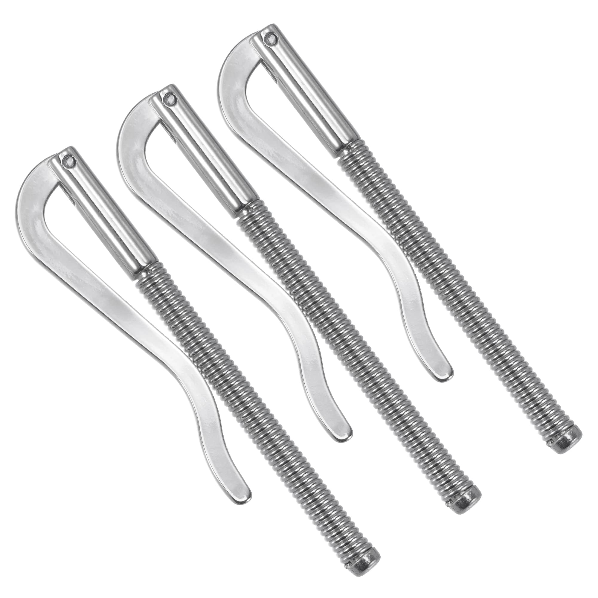 PATIKIL 80mm Spring Clip Bar, Metal Slim Open Coil Holder Clamp for Wallet Credit Card Leather Craft - 3 Pack (Silver)