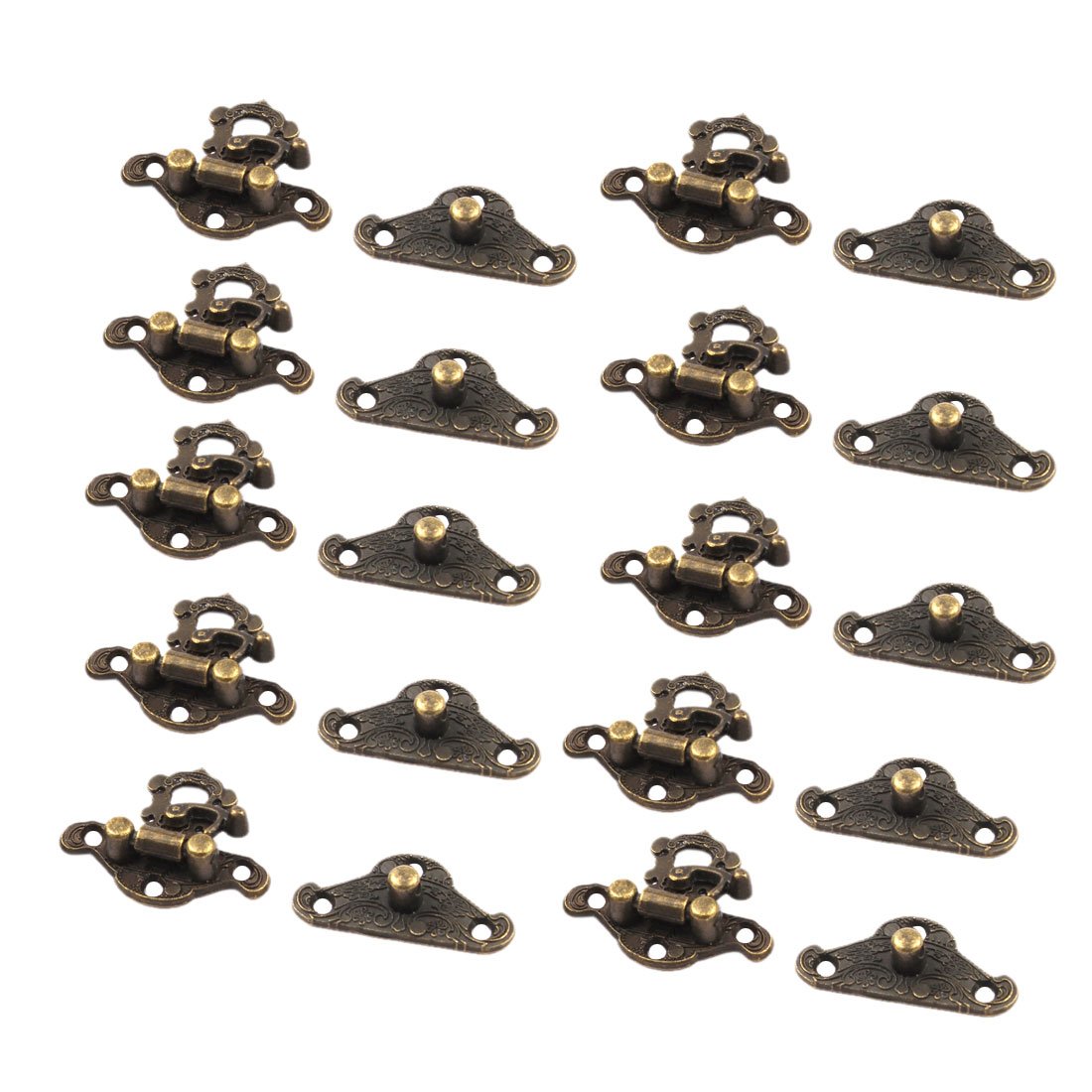 Sourcingmap Vintage Style Wooden Case Jewelry Box Clasp Hasp Latch 10 Sets Bronze Tone w Screws