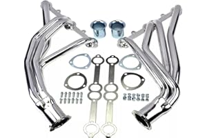 AUTOFORGE Polished Stainless Long Tube Headers for Small Block Chevy SBC Engines – Fits 1973–1991 Chevy GMC C/K Series Trucks, Blazer, Jimmy, Suburban – Compatible with 265–400 V8 – 2WD and 4WD Applications
