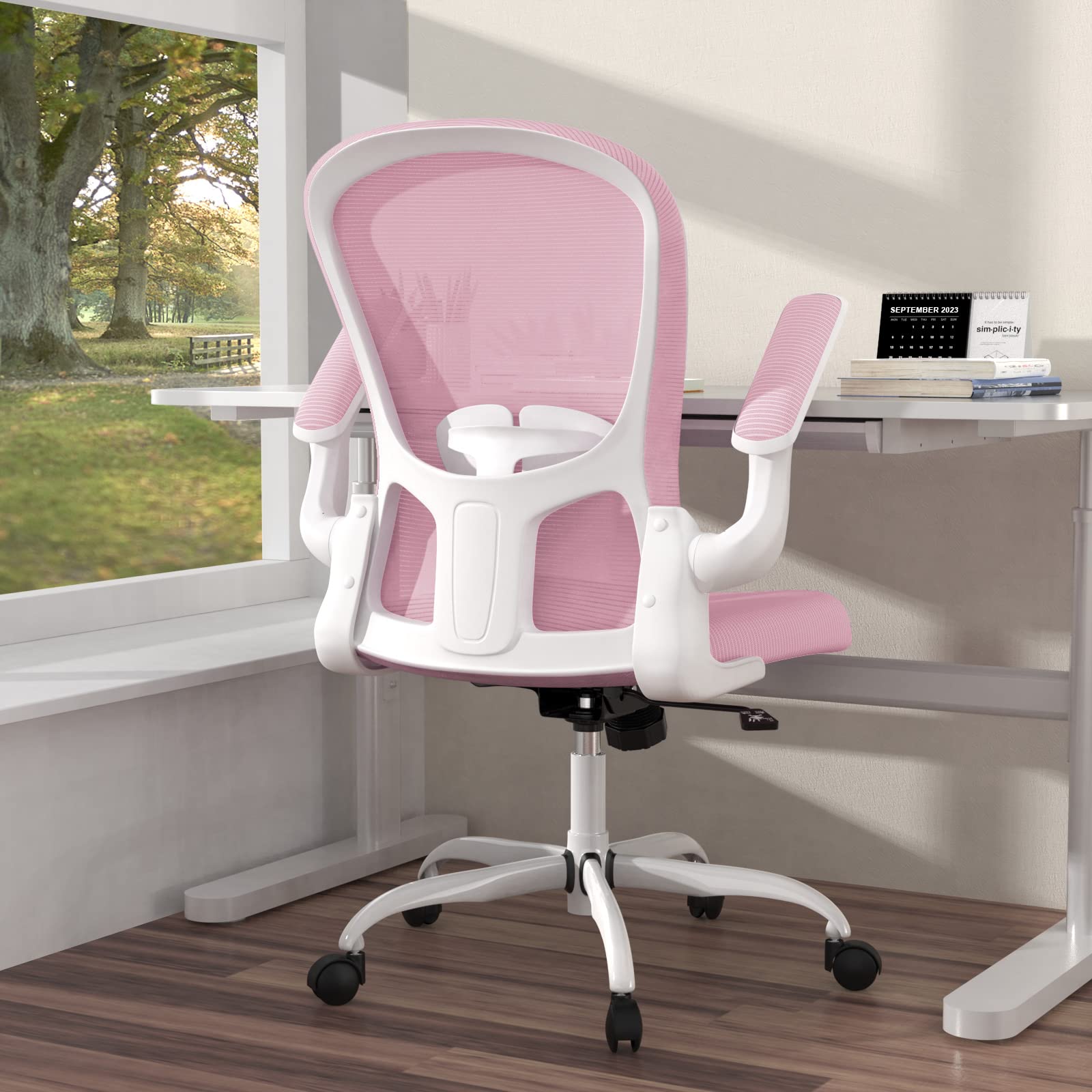 Photo 1 of Ergonomic Office Chair, Comfort Swivel Home Office Task Chair, Breathable Mesh Desk Chair, Lumbar Support Computer Chair with Flip-up Arms and Adjustable Height