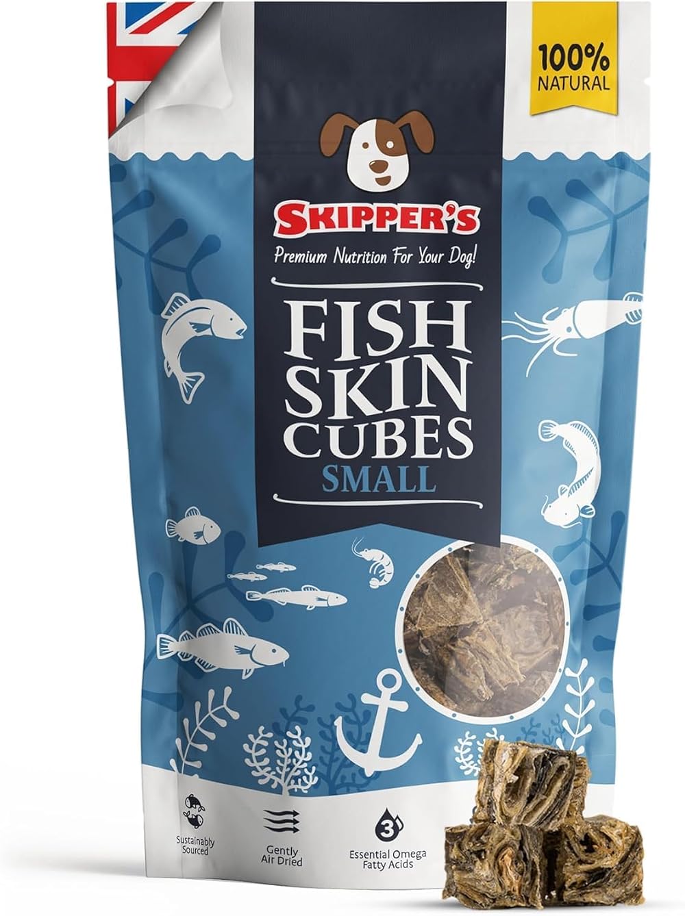 Skipper's Dried Whitefish Skin Jerky Cubes 250g Dog Treats - Grain Free