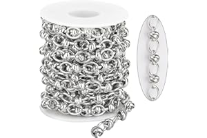 KYUNHOO 13FT/4M Silver Plated Iron Chains for Jewelry Making Oval Circle Link Chain Bulk Chunky Cable Chain Roll with Buckles for Men DIY Jewelry Craft Supply Findings