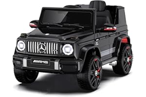 ANPABO 24V 4WD Licensed Mercedes-Benz G63 Ride on Car w/Parent Remote Control, 4WD/2WD Switchable, Real-Time Battery Level, LED Headlight & Music Player, Ideal Electric Car for Kids, Black