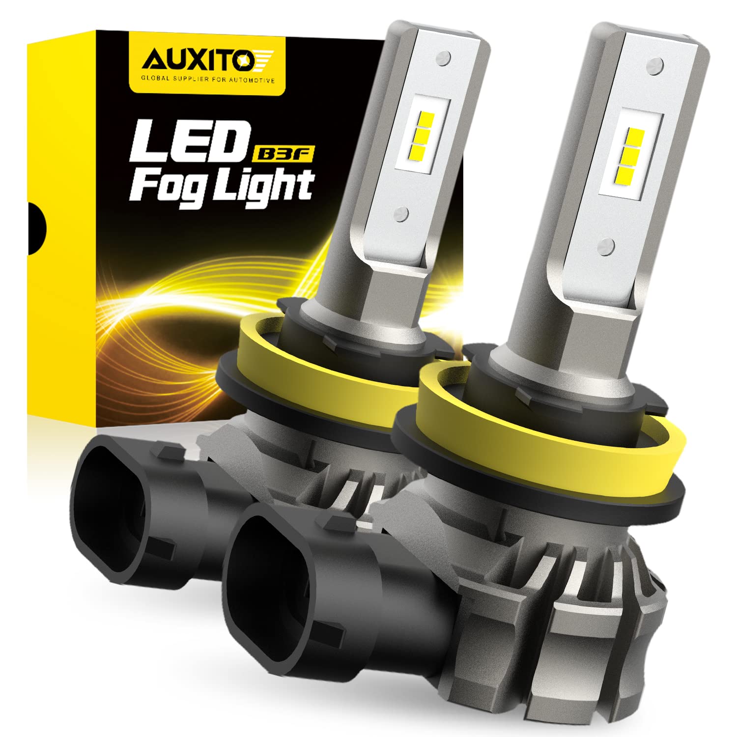 AUXITO H11/H8/H16 LED Fog Light Bulbs, 15000 LM 6500K White Light, 900% Brightness, CSP LED Chips H11 Fog Lights Replacement, Play and Plug (Pack of 2) Image