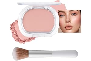Jutqut Creamy Peach Matte Powder Blush Palette Cheeks Face Makeup, Face Blusher Palette with Brush, Soft Blendable Color, Lig