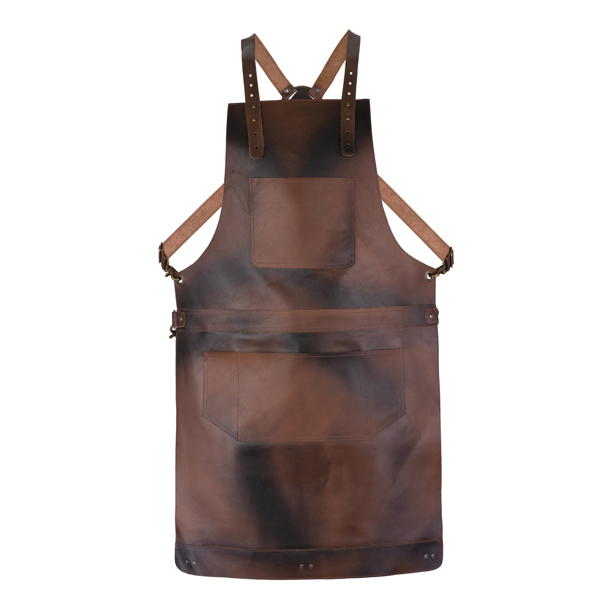 Leathershire Leather Tool Working 12 Pocket Tool Apron | Unisex Leather Cross Body Back Straps Adjustable | Woodworking | Gardening Apron (Cognac Brown-148)