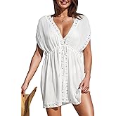 CUPSHE Women's Summer Dresses Sleeveless Deep V Neck Waist Tie Swimsuit Beach Cover Up Boho Dress