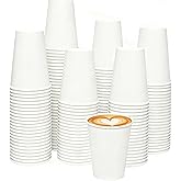 WhalePassing Disposable Paper Coffee Cups,12 oz [120 Count] White Paper Cups, Perfect for Cold and Hot Drinks,Food-Grade Paper,Thickened