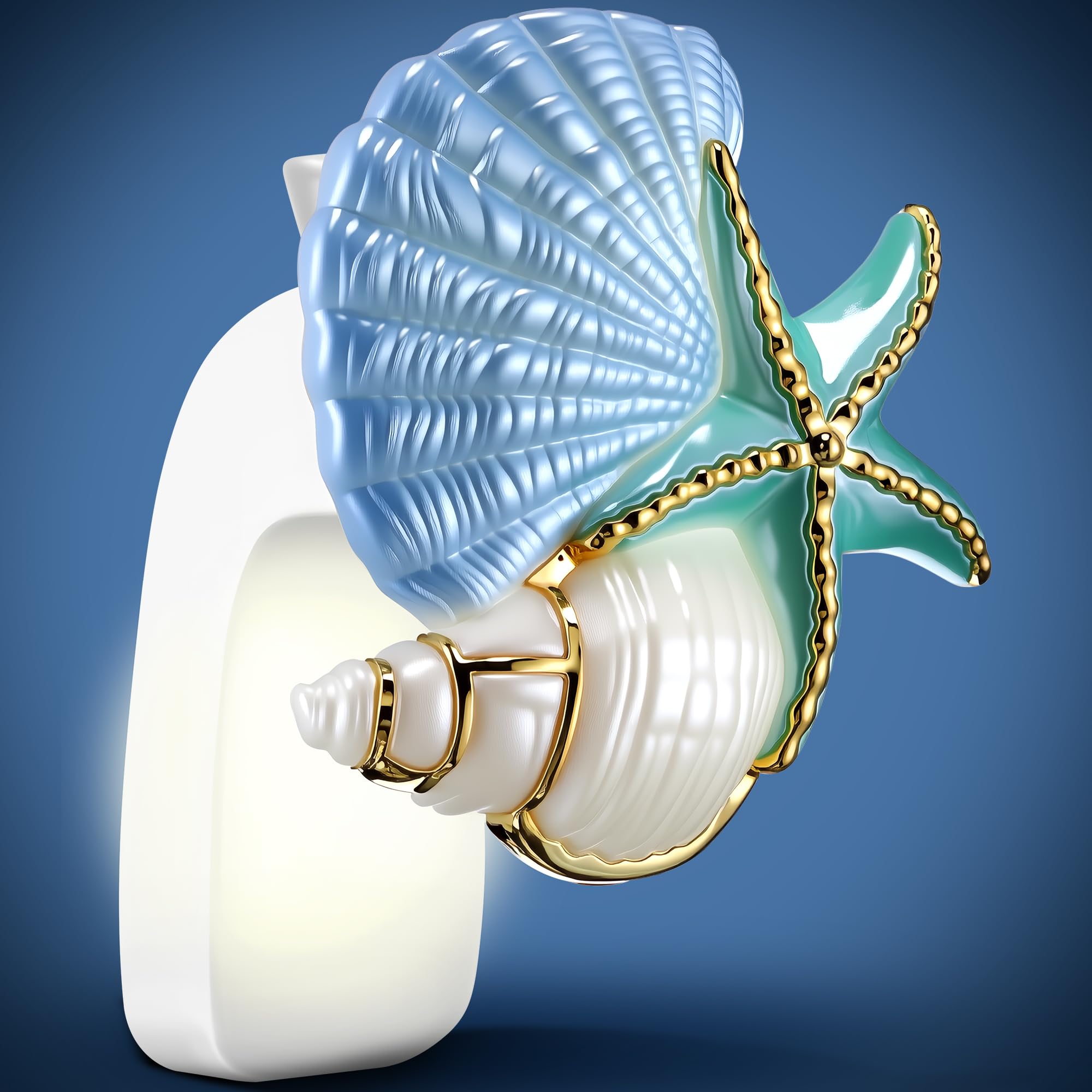 Photo 1 of **- DOES NOT COME WITH FRAGRANCE** Hohean Wall Fragrance Plug in with Night Light Compatible with Bath & Body Works WallFlower Fragrance, Marine Style Essential Oil Diffuser Plug with Rotary Design (Shell Starfish Conch)