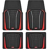 Rubbermaid Car Floor Mats Full Set – Premium All-Weather Car Mat with Brushed Aluminum Inserts, Universal Trim-to-Fit Design, Anti-Slip Backing for Cars, SUVs, Trucks, and Vans