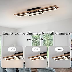 Lingkai 39.3" LED Modern Ceiling Lights Wooden