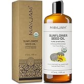 MAYJAM Organic Sunflower Seed Oil 16 Fl Oz, USDA Certified Pure & Natural Cold Pressed Carrier Oil, for Skin, Hair, Face, Body & Nail Moisturing, Massage Oils for Essential Oils Mixing (473ml)