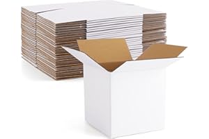 Eupako 4x4x4" Cardboard Box Mailers 25 Pack White Cube Corrugated Small Shipping Boxes for Mailing