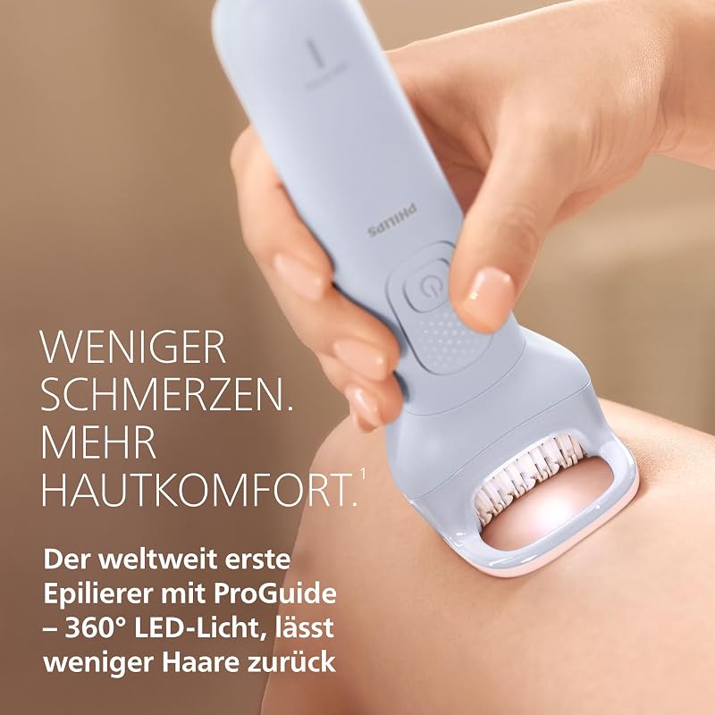 Epilierer Series 8000 - Kabelloser Epilierer für Nass- und Trockenanwendung, Haarentfernung für Beine und Körper, mit ProGuide, 5 Zubehörteile, 60 Min. Akku, Modell BRE709/00