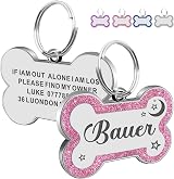 EDSG Personalised Dog Tag Pink Glitter Bone Stainless Steel 33x21mm S view 5