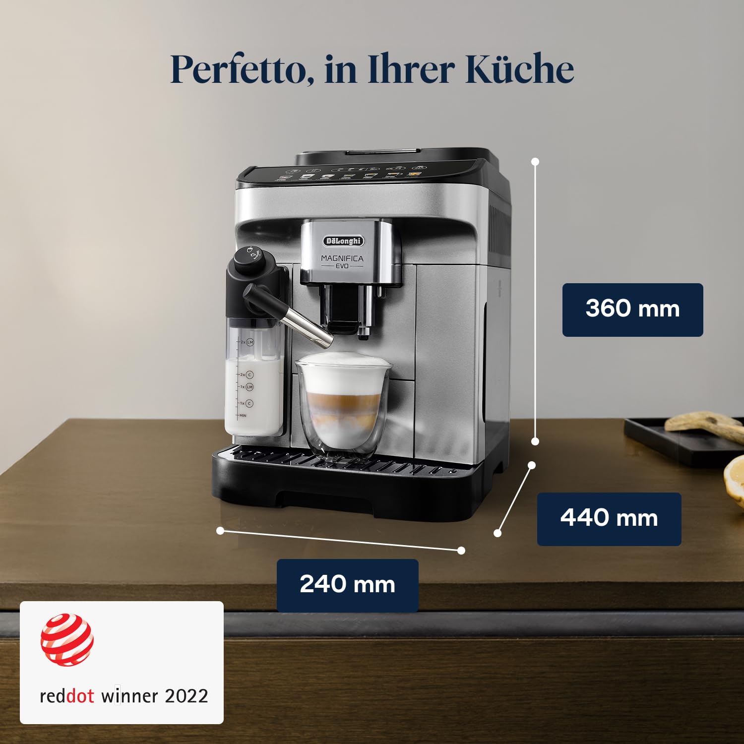 De’Longhi Magnifica Evo - Kaffeevollautomat mit Vollautomatischem cremigen Milchschaum, 7 One-Touch-Getränke, Cappuccino & Espresso, Kaffeemaschine, Soft-Touch-Bedienfeld, Silber (ECAM292.81.SB) 7