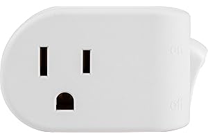 GE Grounded Power Switch, Outlet Extender, 3-Prong, Easy to Install, for Indoor Lights and Small Appliances, Energy Efficient Adapter, Space Saving Design, UL Listed, White, 25511