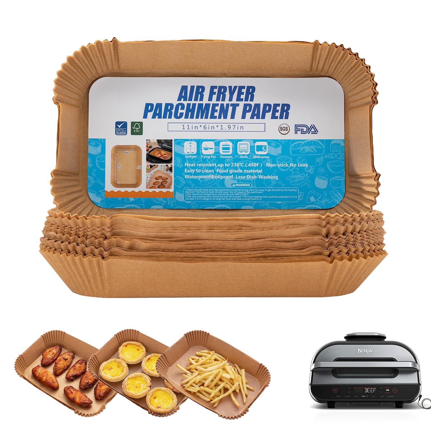 Photo 1 of Air Fryer Liners For Ninja Foodi Smart Xl Air Fryer,120Pcs Air Fryer Disposable Paper Liner, Parchment Liners For Ninja FG551 6-in-1 Indoor Grill,Rectangular