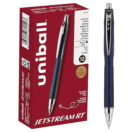 Uni-Ball Jetstream RT 12 Pack, 0.7mm - Black Ballpoint Pens - Wirecutter Best Pen, School Pens, Ink Pens | Ballpoint Pen, Colored Pens, Fine Point, School Supplies