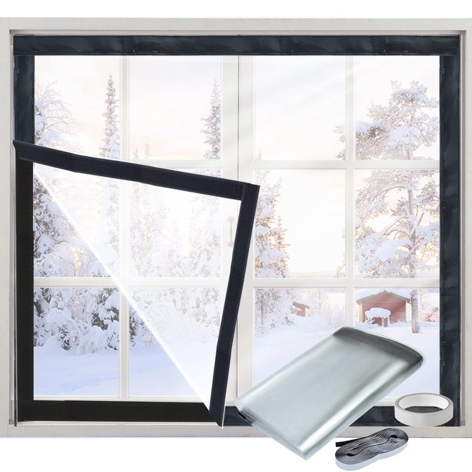 Jeyeou Window Insulation Kit,Heavy Duty Window Insulation Film for Heat and Cold,39*48 in High Transparent Thick Window Wrap Insulation,Easy to Open for Ventilation,Simple Installation, 9291