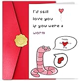 Kalamiao Cute Valentines Day Card for Boyfriend Girlfriend, Funny Valentine’s Day Card for Men Women, I’d Still Love You if You Were a Worm