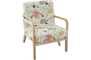 Deisy Dee Printed Mid-Century Modern Chair Cover, Stretch Reading Armchair Covers, Upholstered Living Room Chair Covers (WW)