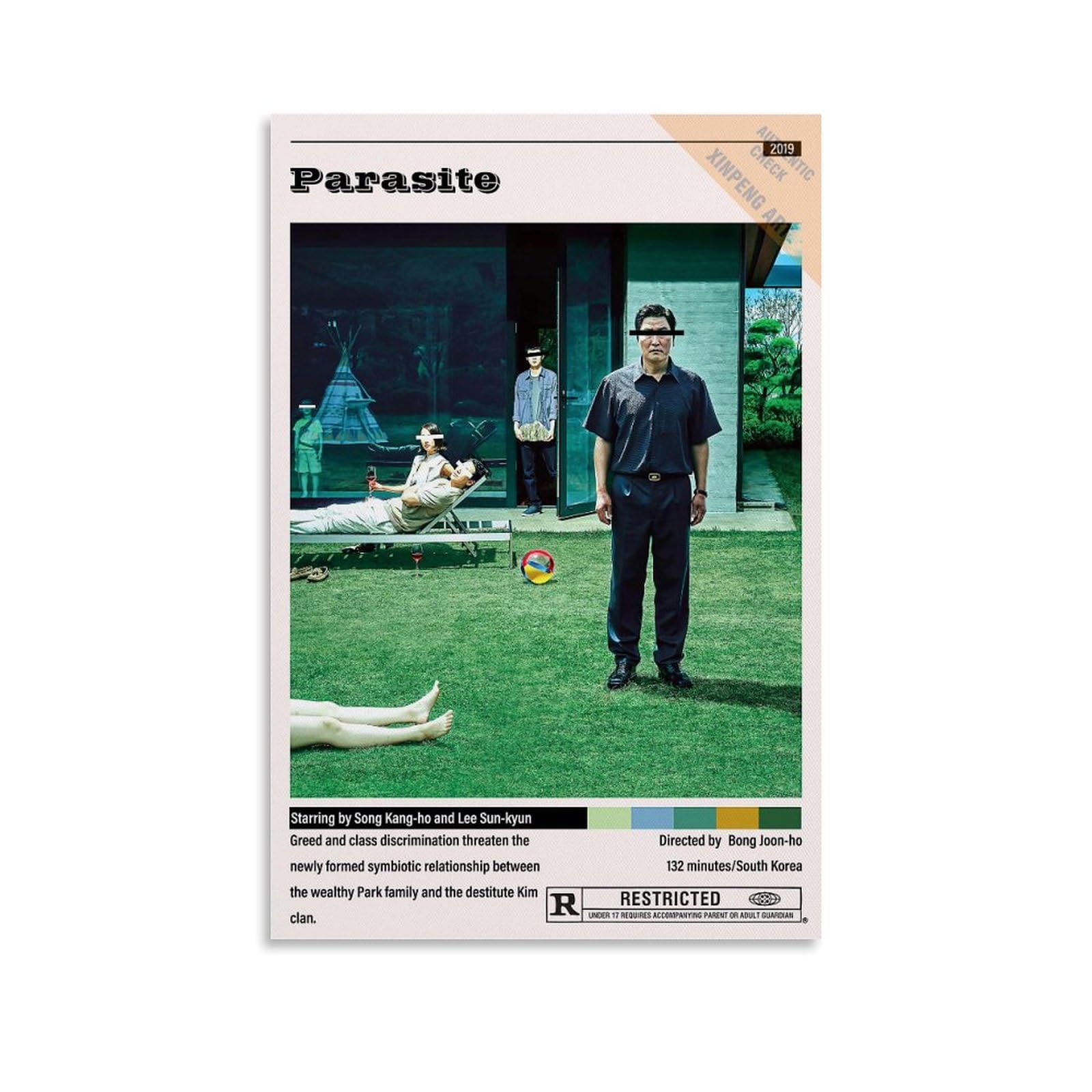 MHAIO Movie Parasite Aesthetic Poster, Canvas Wall Art, 12x18 inch, Modern Bedroom Decor