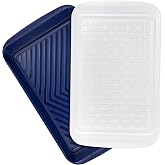 Tovolo Steak Marinating Container Large Grill Marinade and Prep Tray Set for Meat Veggies Burgers, Dishwasher Safe BBQ Marinating Tray with Cover for Thawing Prepping or Serving 17x10.5 in