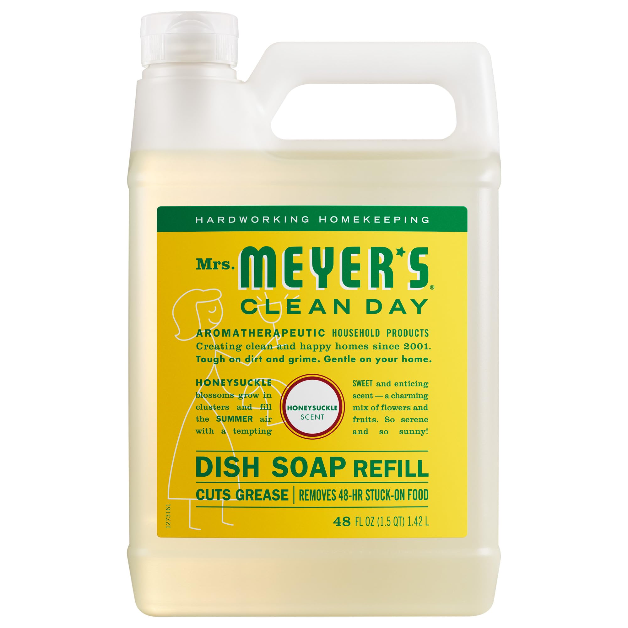 MRS. MEYER'S CLEAN DAY Liquid Dish Soap Refill, Honeysuckle, 48 fl. oz