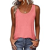 Zeagoo Womens Tank Tops Flowy Loose Fit Scoop Neck Casual Summer Tops Curvy Hem