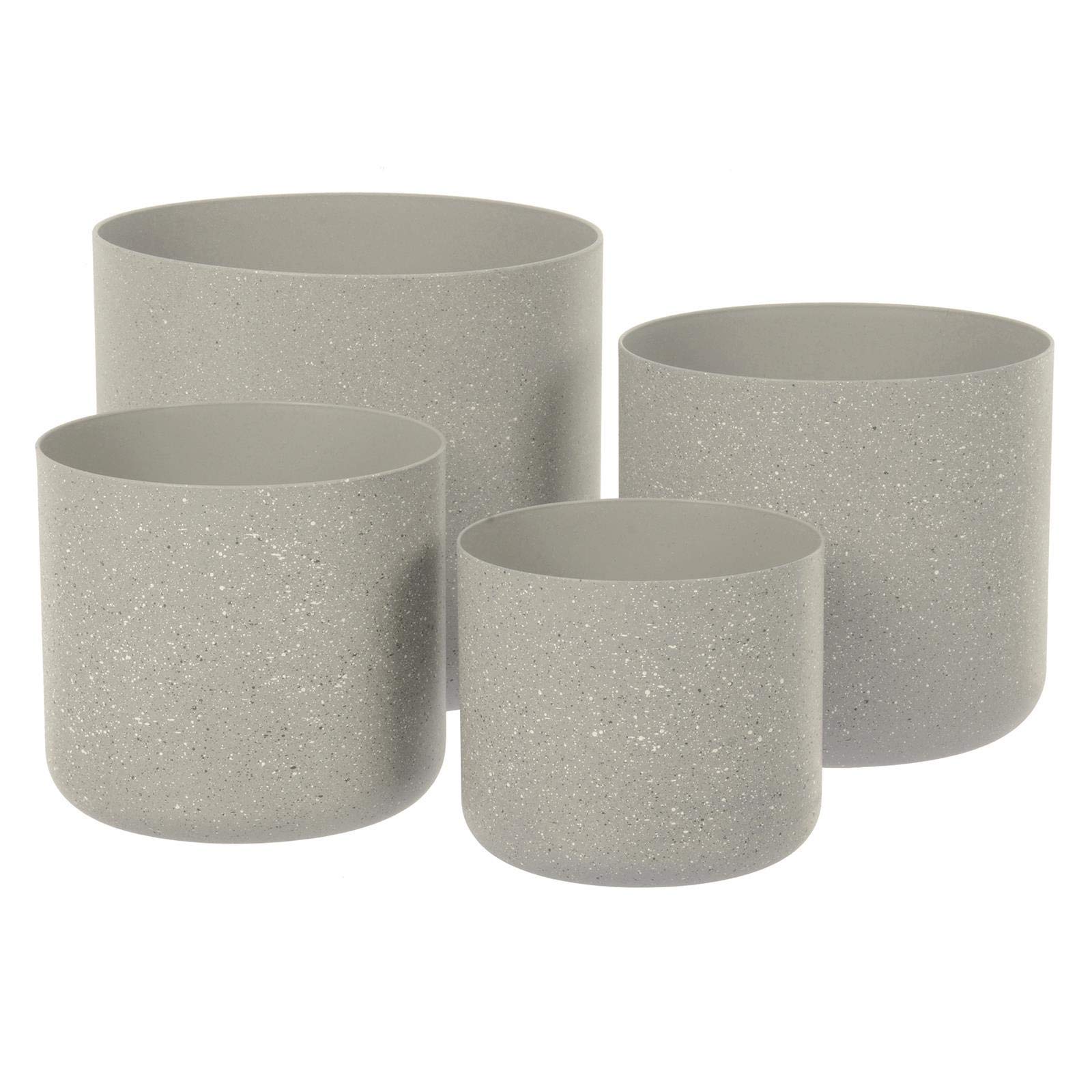 Set Of 4 Plastic Plant Pots Sandstone Effect Planters Garden 14-22cm - Beige