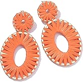 Statement Raffia Earrings Boho Drop Dangle Earrings for Women Handmade Fashion Earring Bohemian Gift Jewelry for Girls