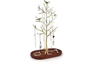 Branch Jewelry Rack with wood tray,Luxury color,Tree Tower Rack Hanging Organizer for Ring Earrings Necklace Bracelet,Suitabl