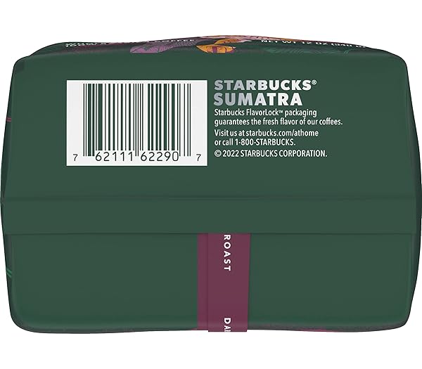 STARBUCKS WHOLE COFFEE BEANS, DARK ROAST HOT OR ICED COFFEE, SINGLE-ORIGIN SUMATRA, 12 OZ