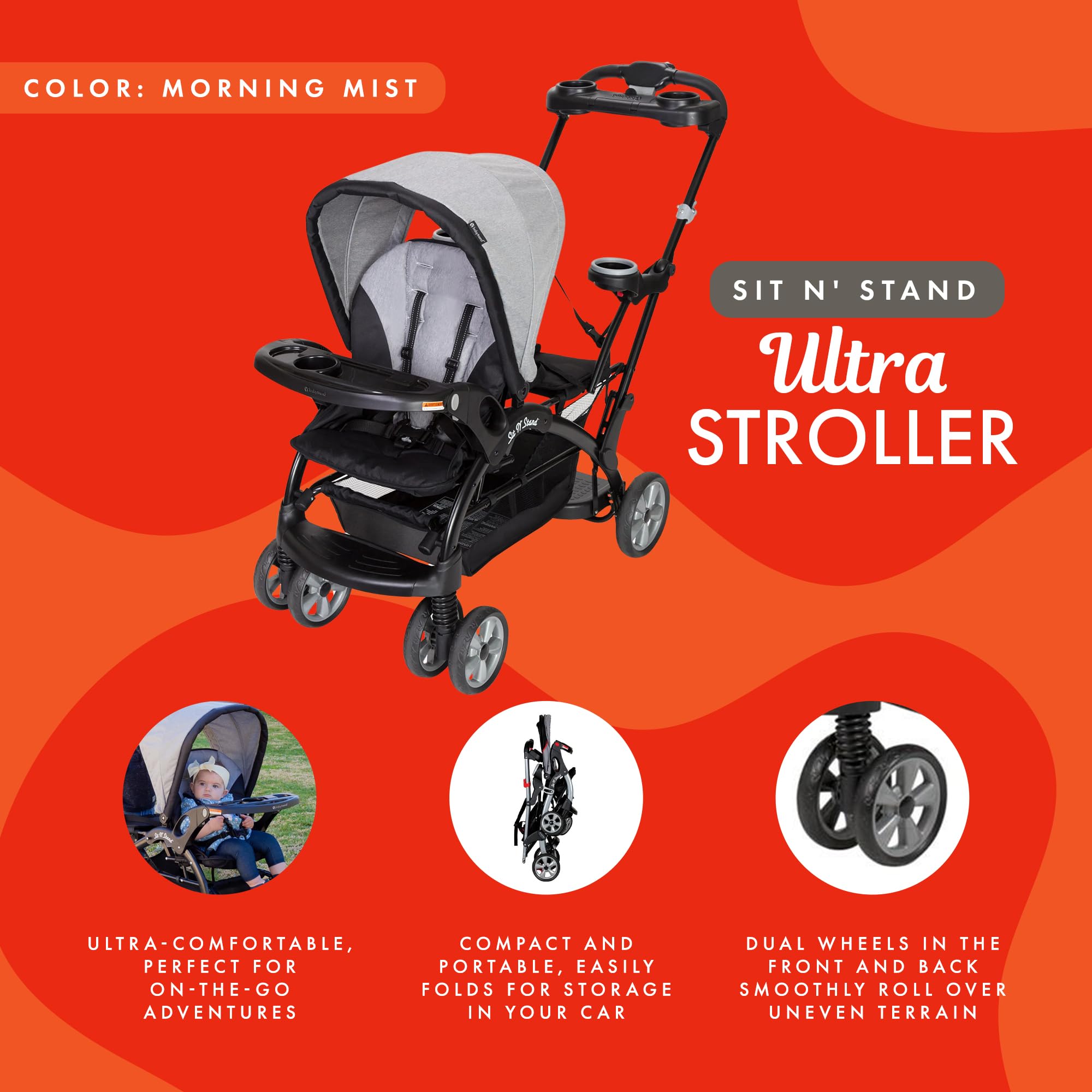 Baby Trend Sit N' Stand® Ultra Stroller, Morning Mist