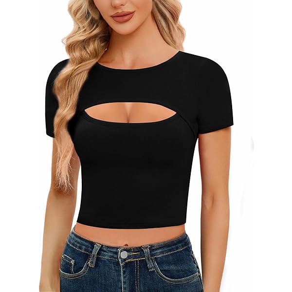 Camiseta De Manga Corta Para Mujer, Color Bloque De Color