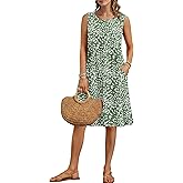 AUSELILY Summer Knee Length Dress Women A Line Sleeveless Loose Sundress Crew Neck Dress 2026 New