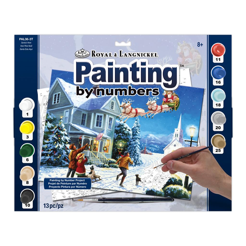 Royal & Langnickel 11 x 15 inch Santa's Here Pre-Printed Paint by Number Painting Set