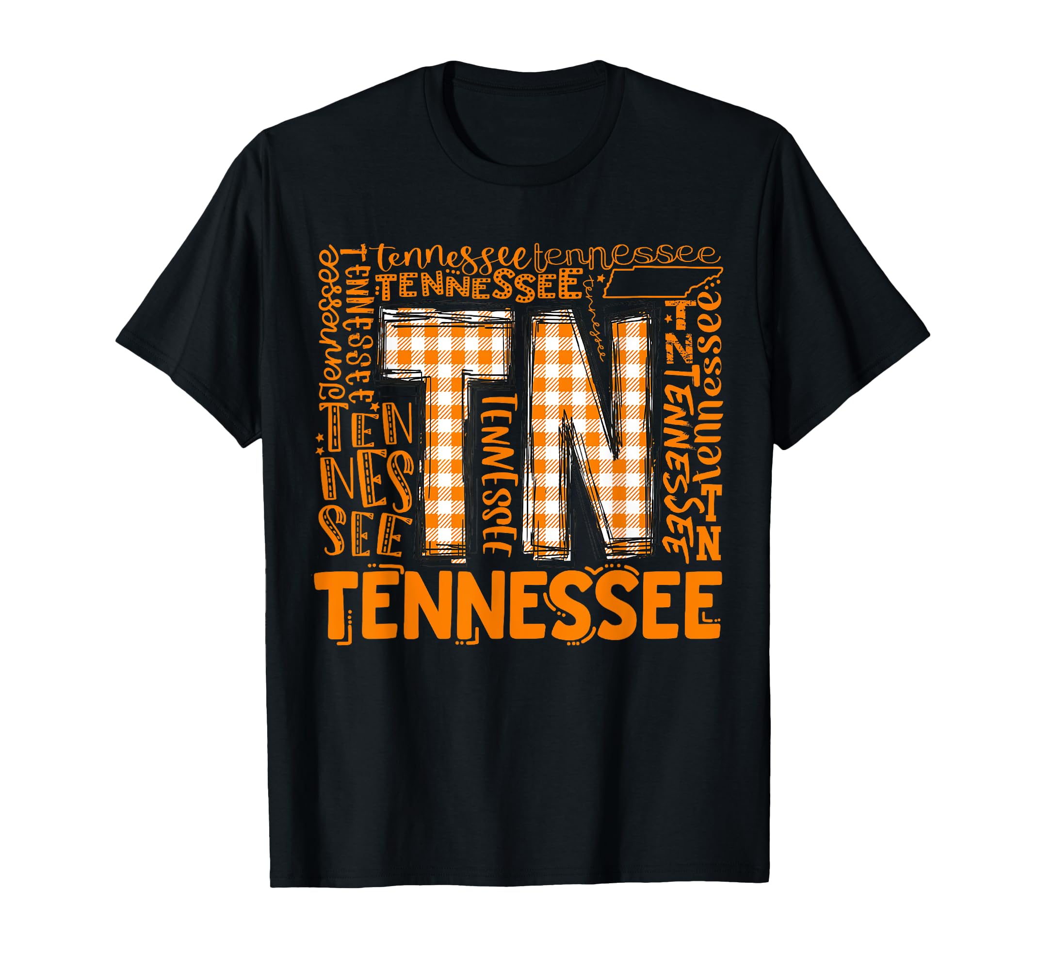 Tennessee Women Girls Tennessee State Flag Orange Plaid TN T-Shirt