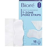 Biore T-Zone Blackhead Remover Strips, Deep Cleansing Pore Strips, 15 ct | 5 Nose, 5 Face, 5 Chin Strips, Instantly Unclogs Pores, Targets T-Zone Areas, Removes Impurities