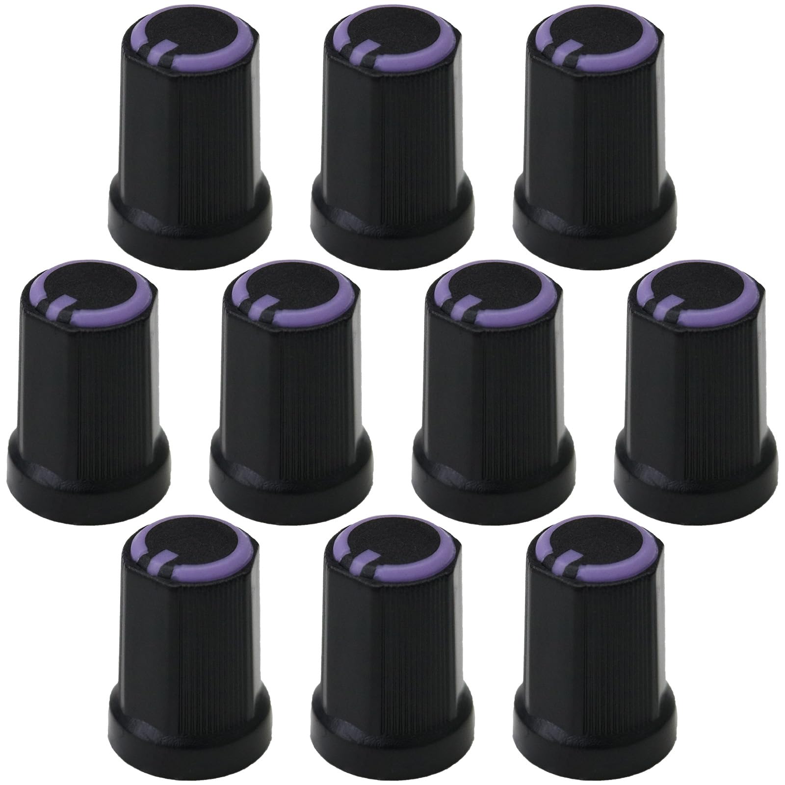 6mm Splined Hole Hex Grip Mixer Control Knob With Colour Ring Pack of 10 (Purple)