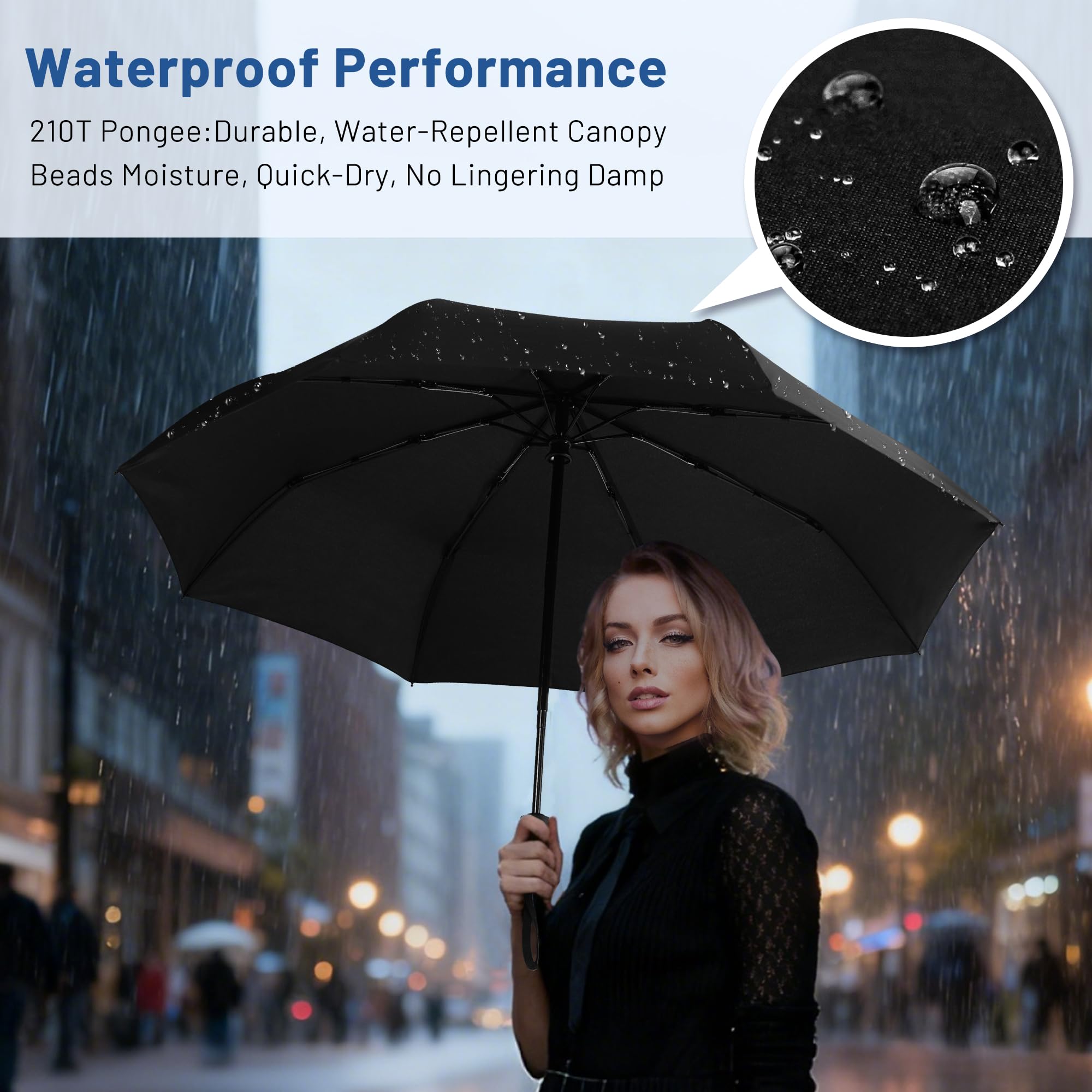 SY COMPACT Travel Umbrella - Windproof Automatic Compact Umbrella, Lightweight Waterproof Design for Backpack, Car & Purse