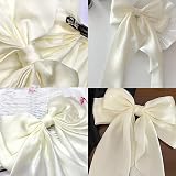 AYNKH 2 Pack Big Bow Hair Clips Silky Satin White French Barrette Womens Girls view 2